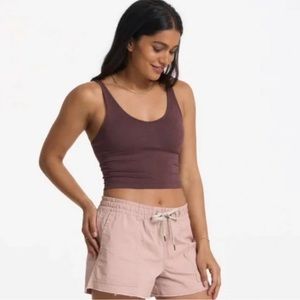 Vuori Halo Performance Crop Tank- Chestnut Heather